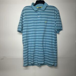 Nautica Men's Polo Shirt Classic Fit Size Large Blue Striped Collared